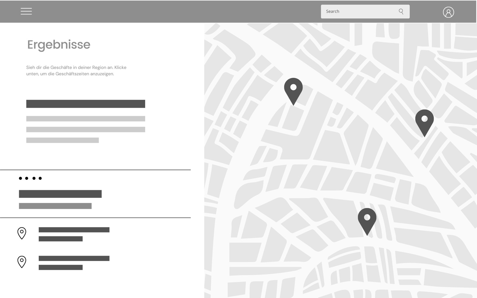 Weich und Grau Kartenseite Drahtgitter Website-UI Prototyp