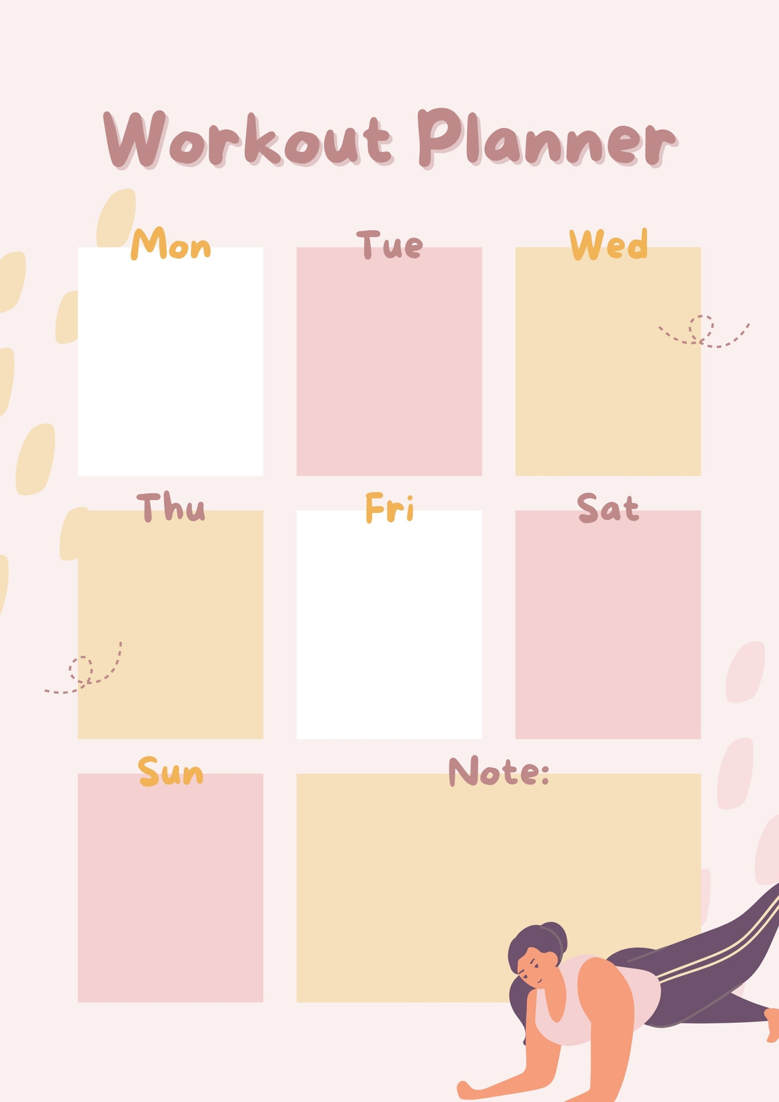 Mauve Playful Workout Daily Planner Mauve Playful Workout Daily Planner