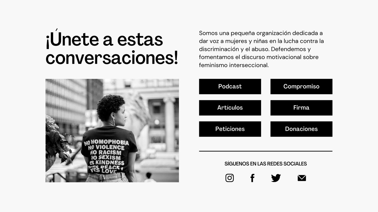 Sitio Web Servicios Humanitarios Link en Bio Sencillo Claro Blanco y Negro