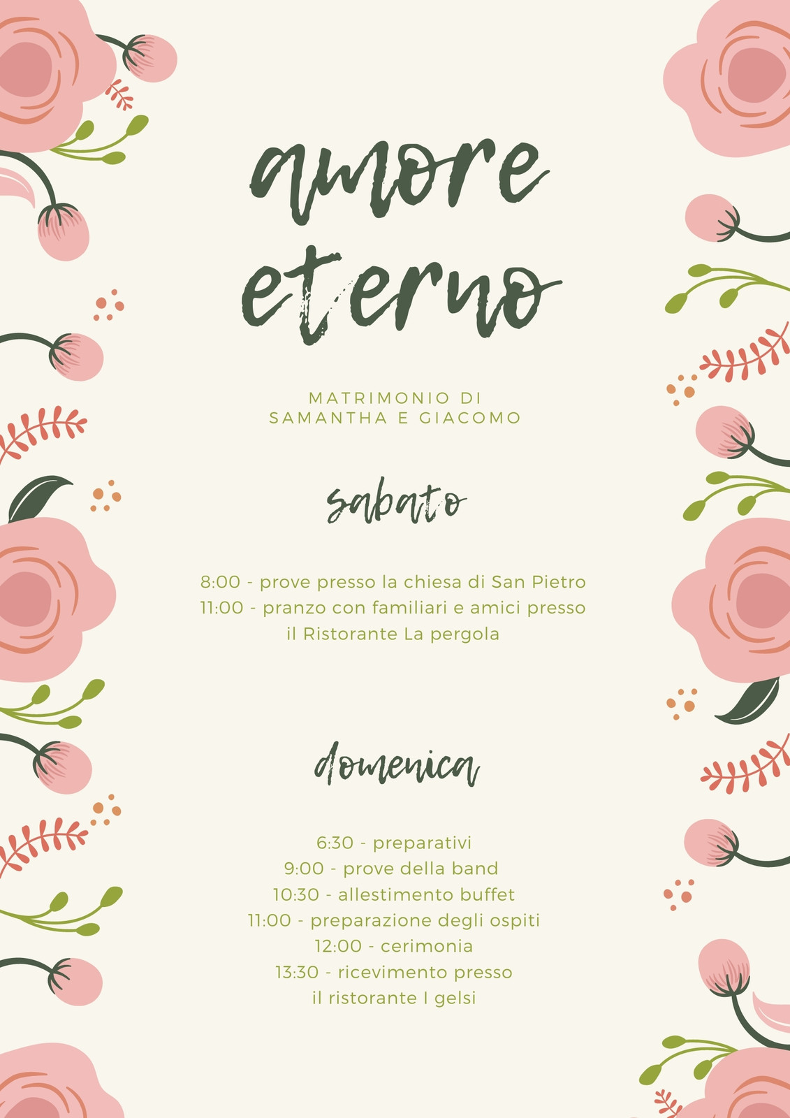 Crema e Rosa Fiori Matrimonio Programma Crema e Rosa Fiori Matrimonio Programma