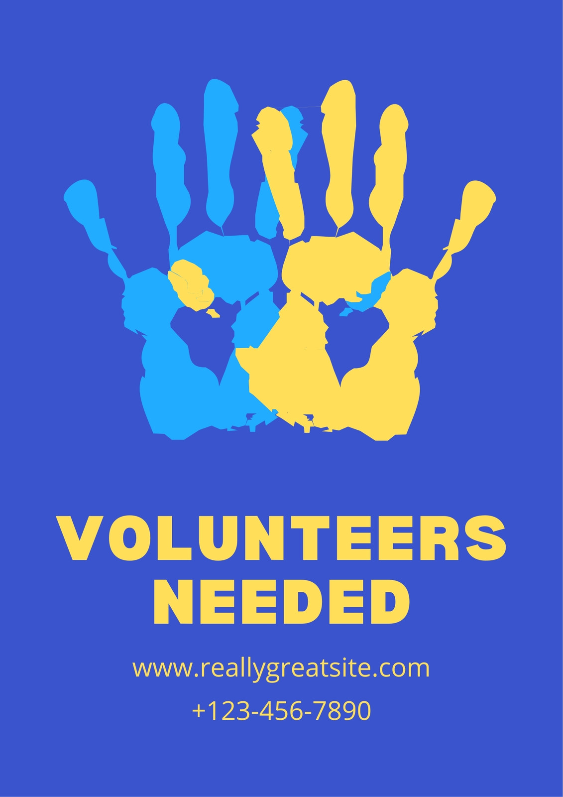 Blue Yellow Volunteers Needed Ukraine Poster with Hands