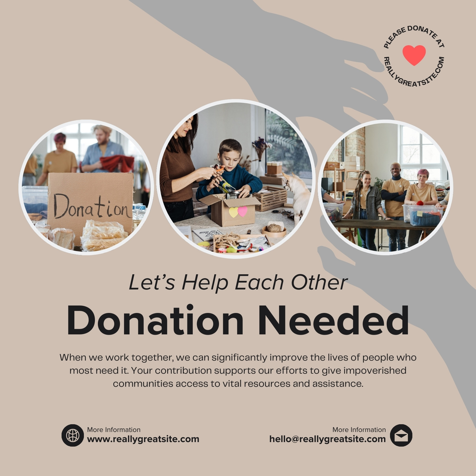 Beige and Black Modern Elegant Charity Social Impact Instagram Post
