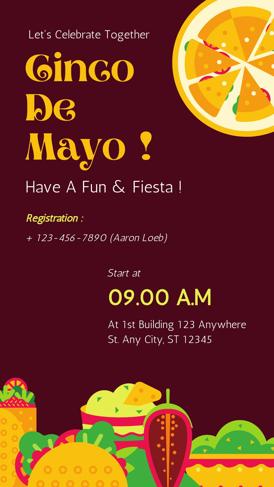  Yellow & Dark Brown Playful  Illustrasted Cinco De Mayo Instagram Story