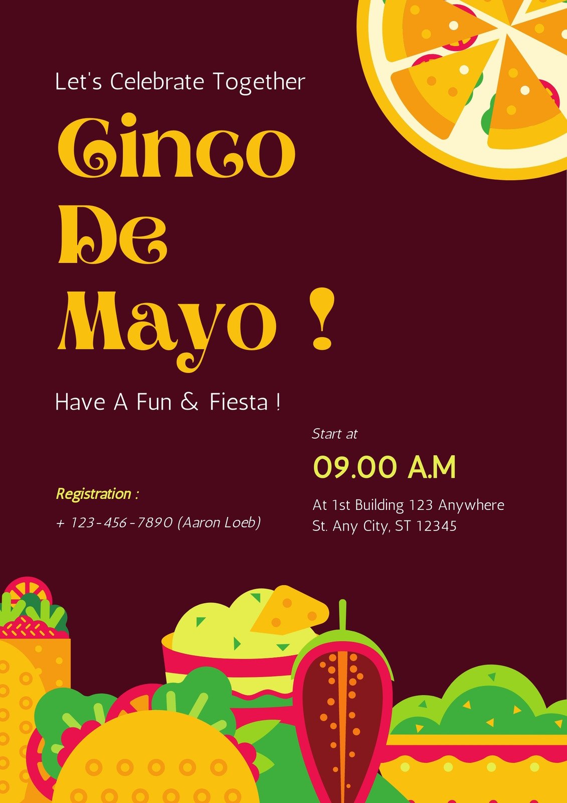 Yellow & Dark Brown Playful  Illustrasted Cinco De Mayo Poster