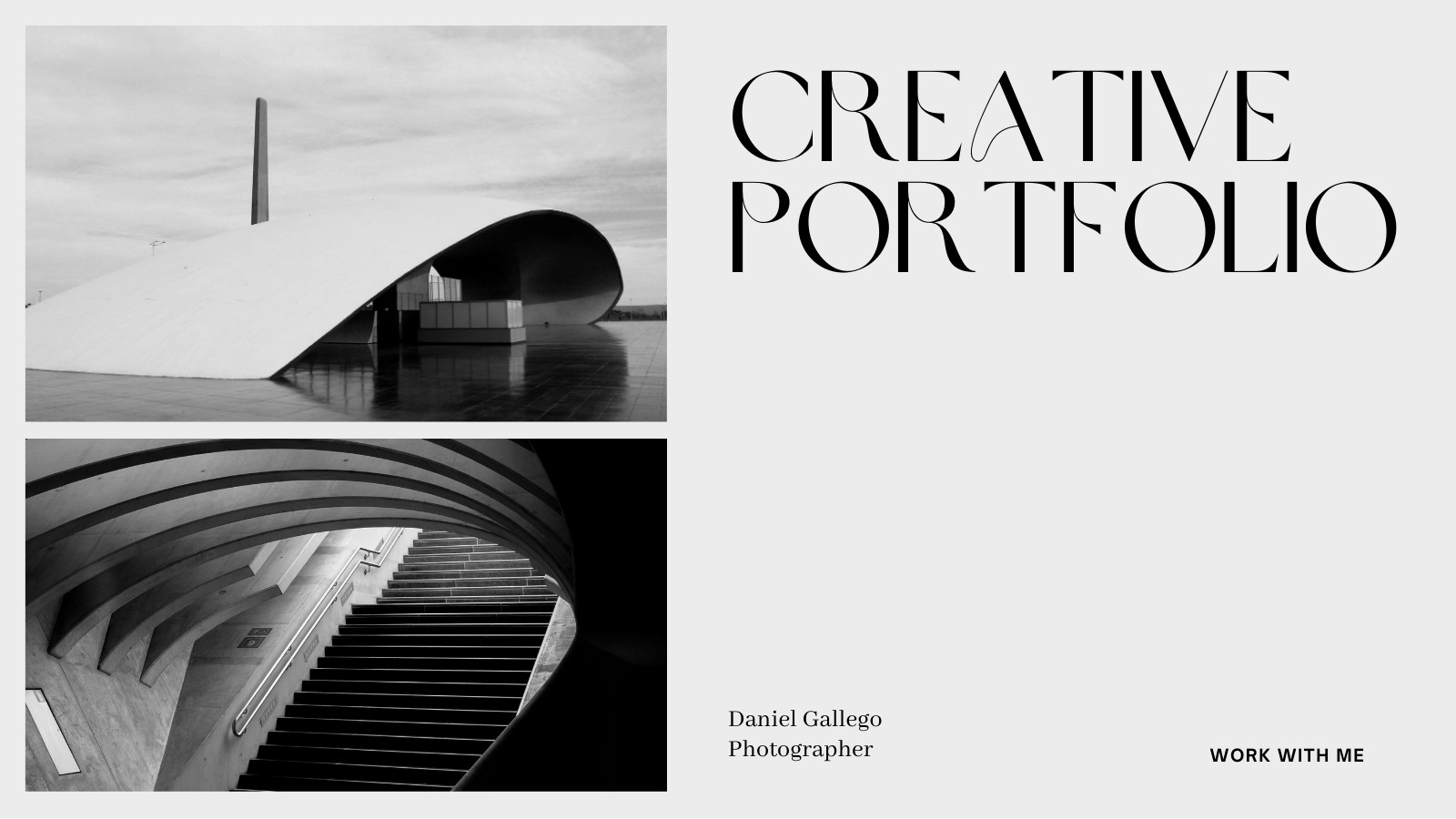 Photography Portfolio Website in Grey Black Light Experimental Style
