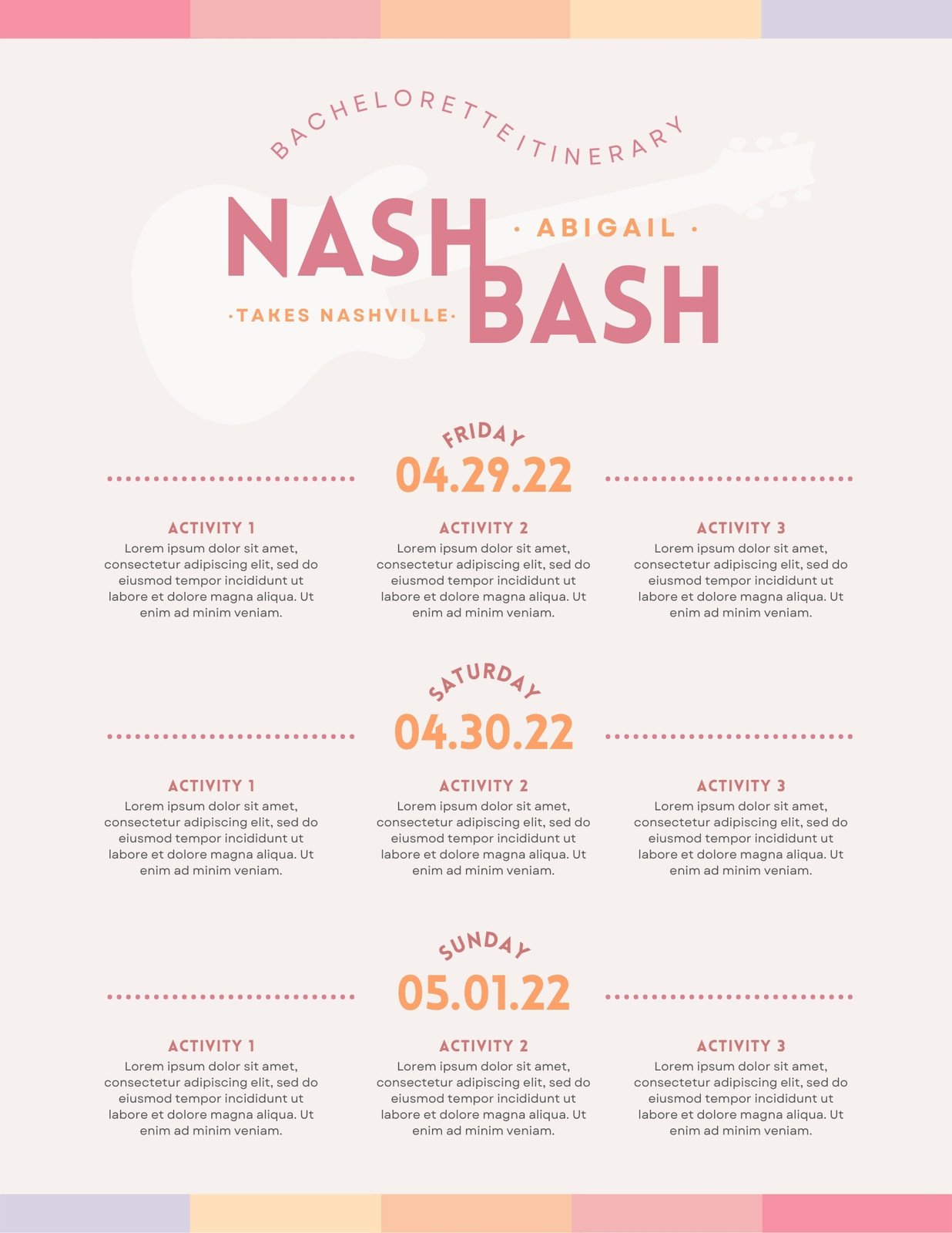 Pink Bachelorette Itinerary Planner