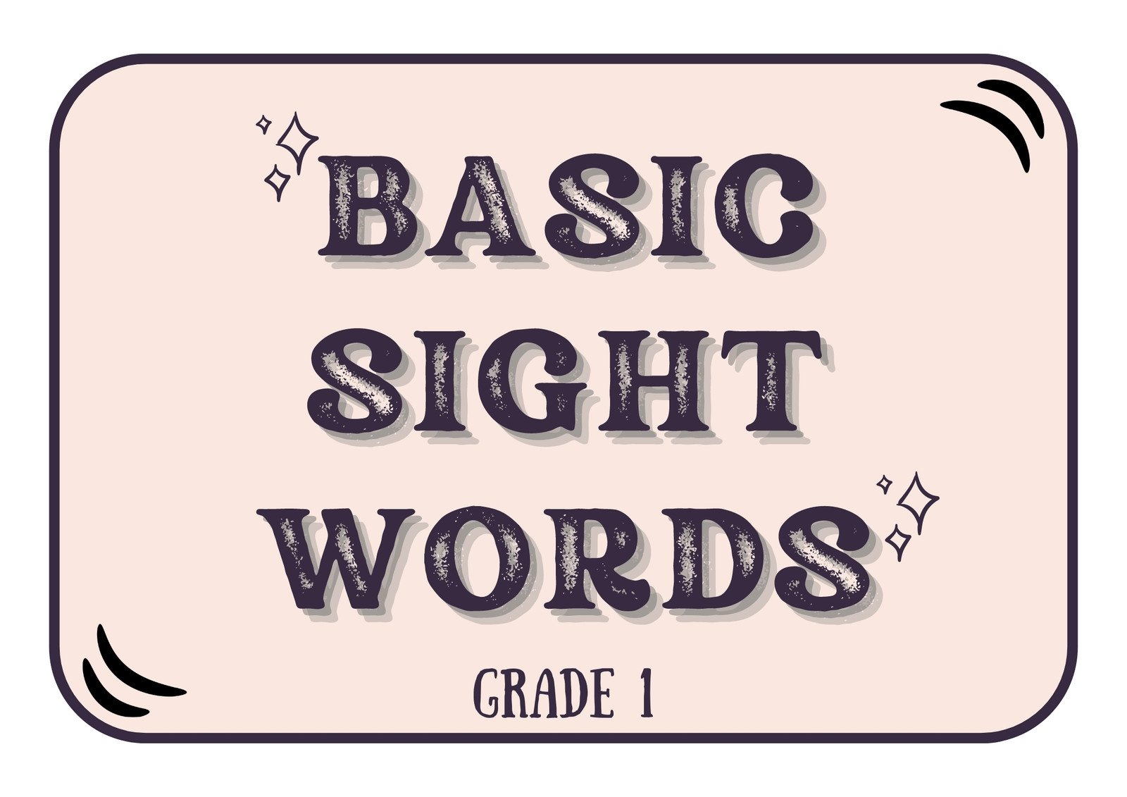 Violet and Beige Simple Sight Words Flashcards