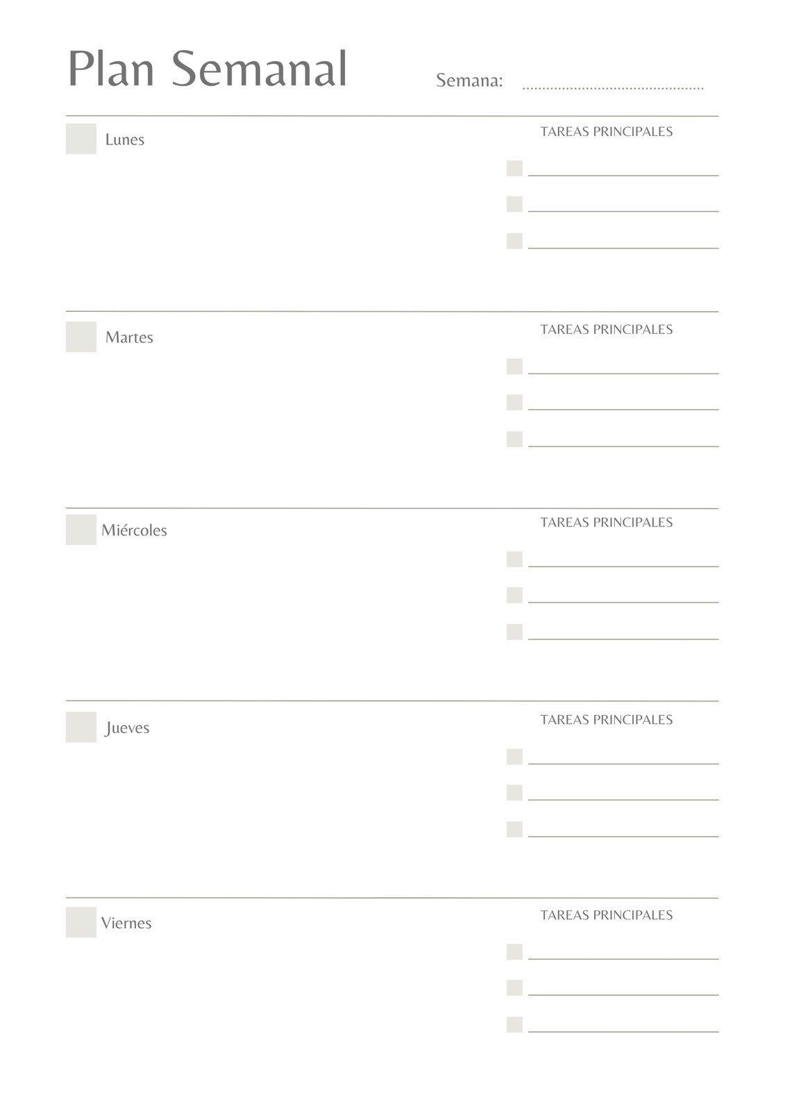 Agenda planificador semanal simple gris 