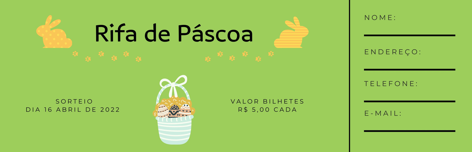Rifa de Páscoa abril ilustração delicada verde
