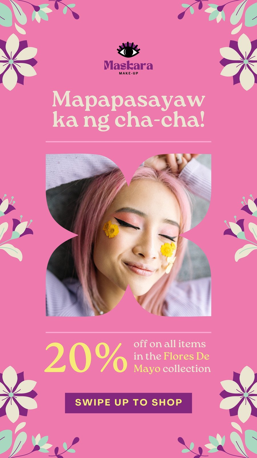 Pink Modern Floral Promos and Deals Instagram Story