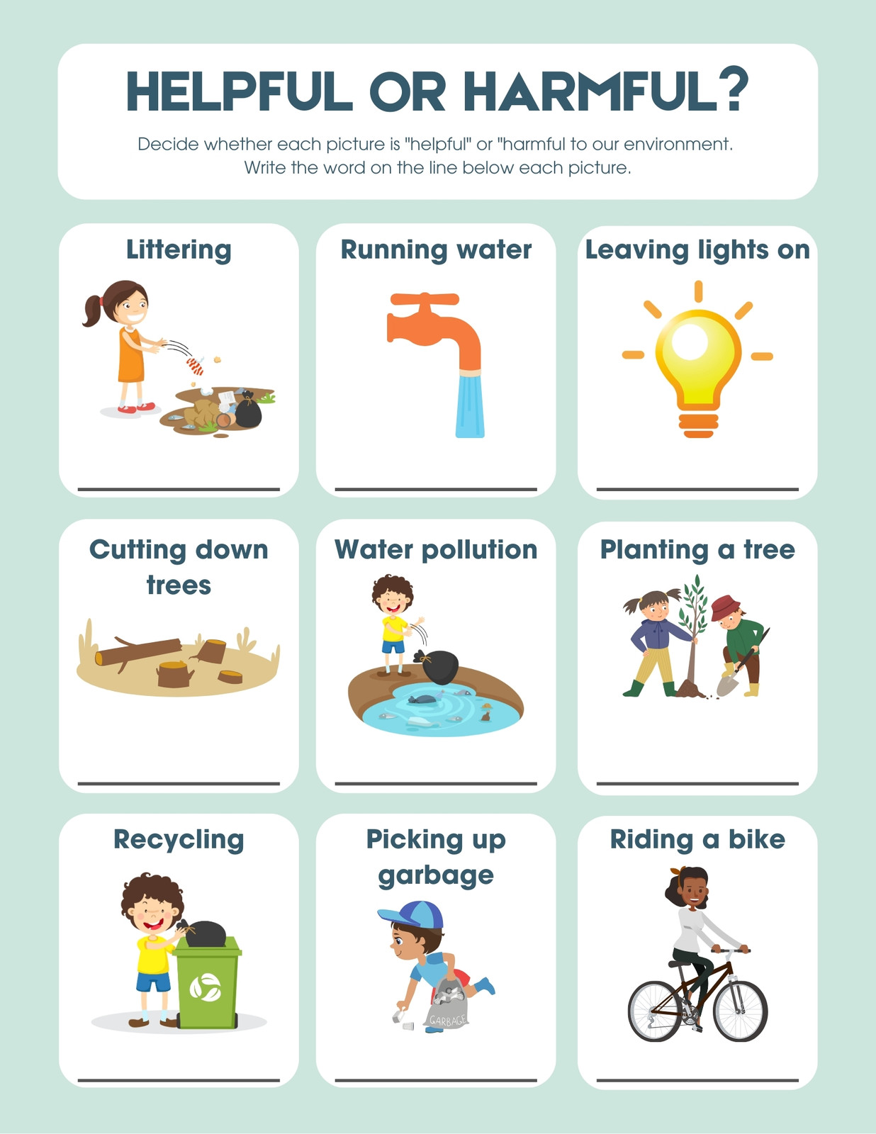 Helpful Or Harmful? Worksheet
