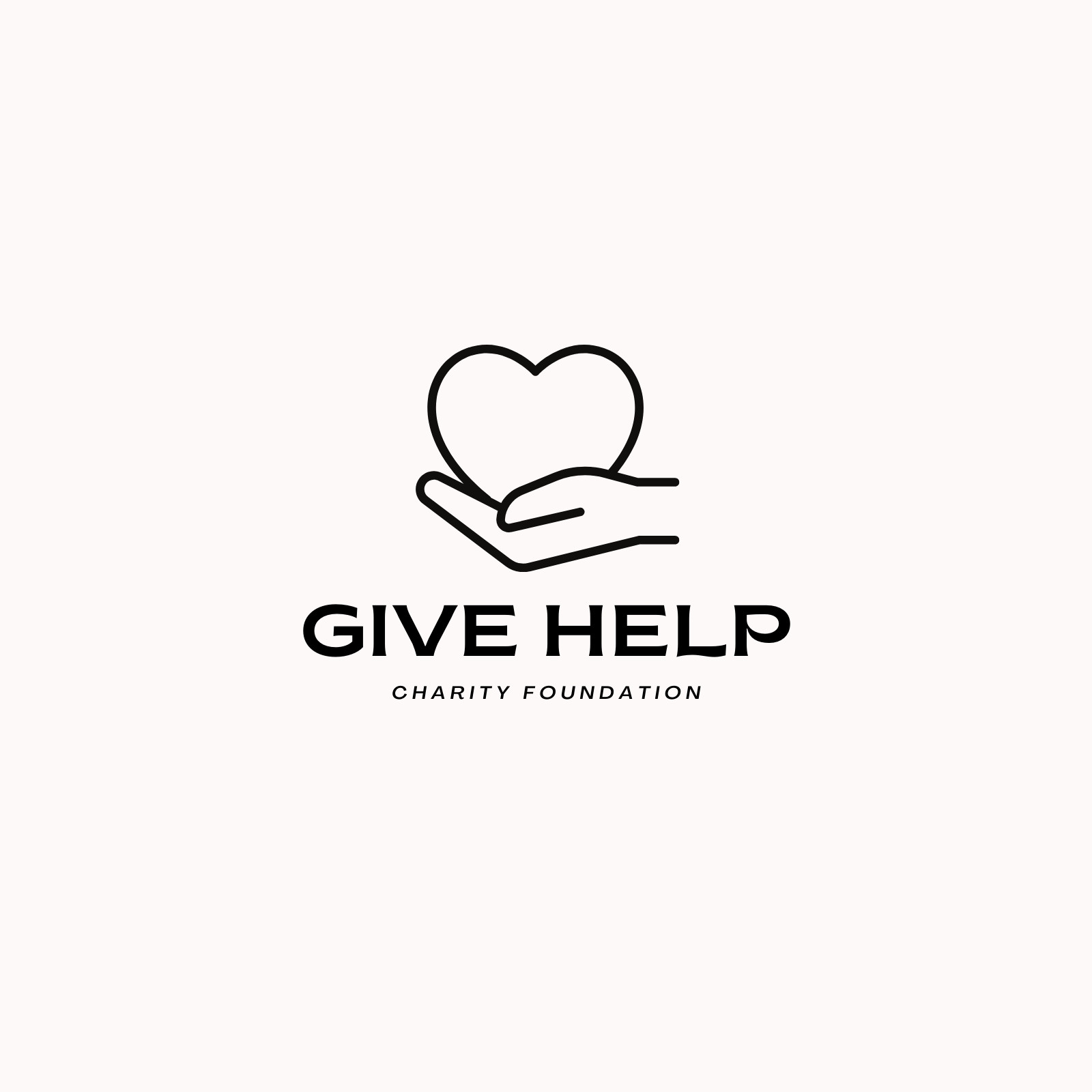 Black and White Simple Giving Help Concept Logo