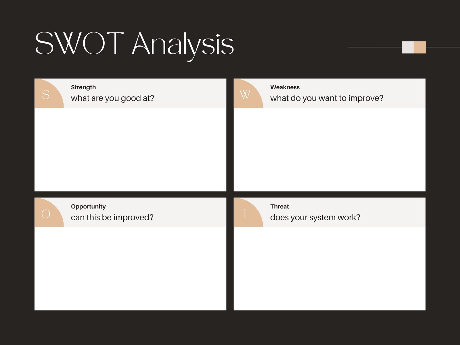 Minimalist Dark SWOT Analysis Template 