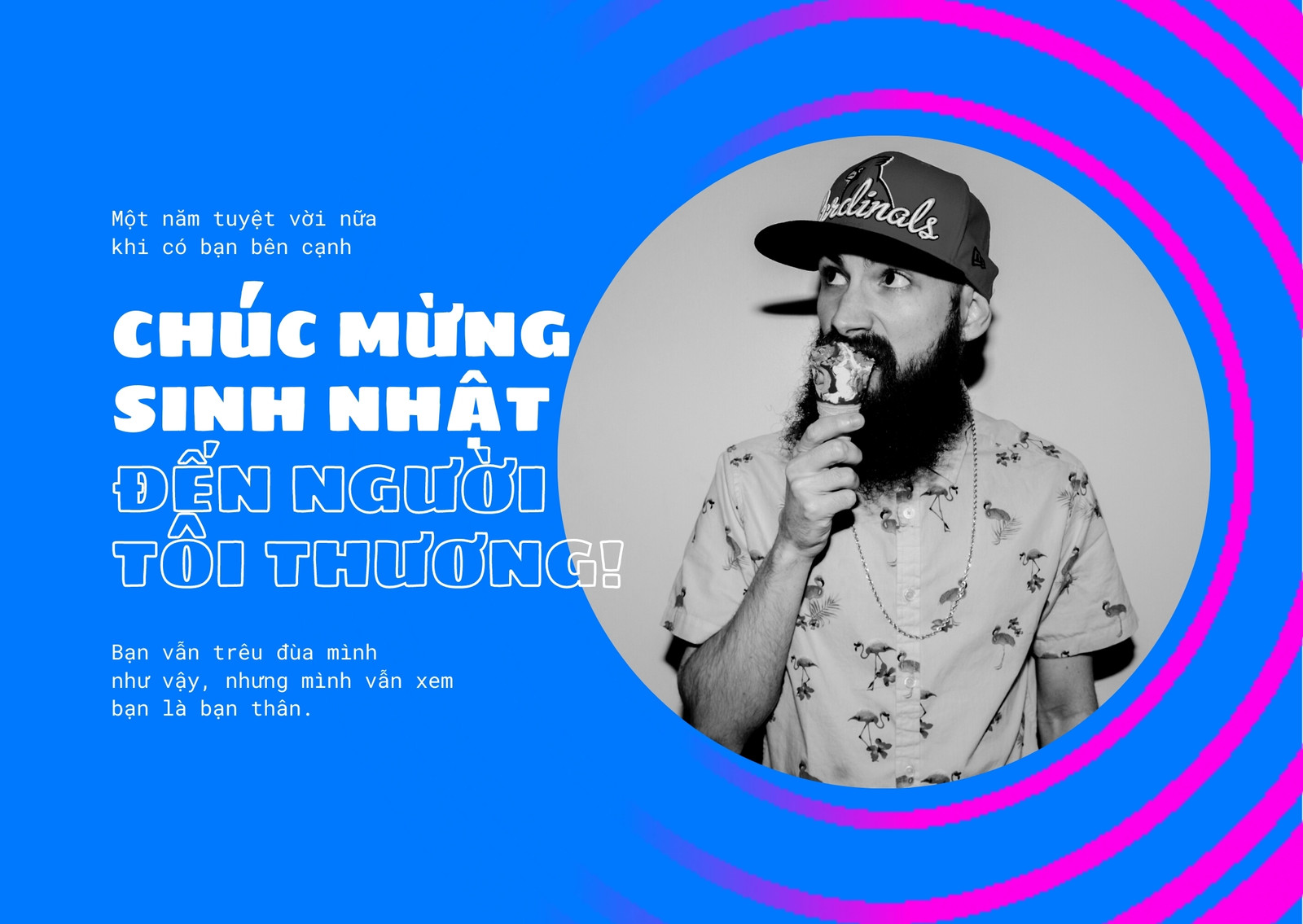 Thiệp sinh nhật bạn bè xanh dương và hồng Thiệp sinh nhật bạn bè xanh dương và hồng