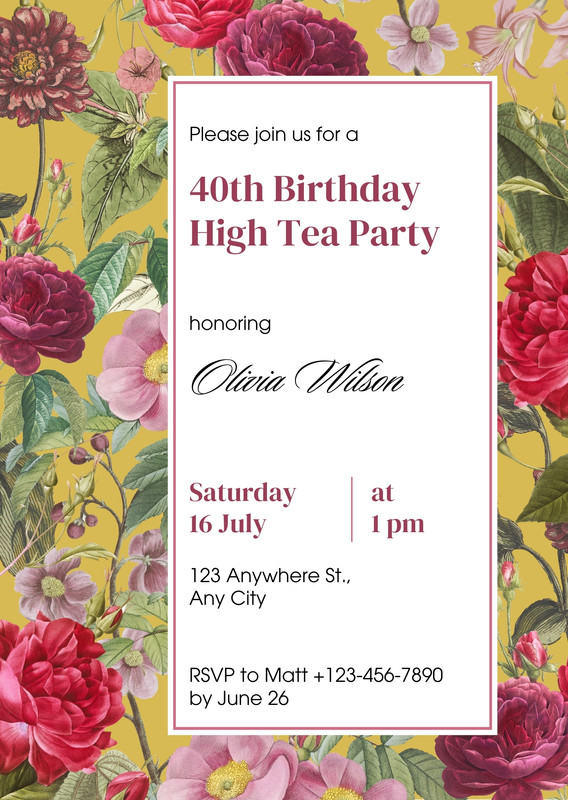 Free custom printable tea party invitation templates