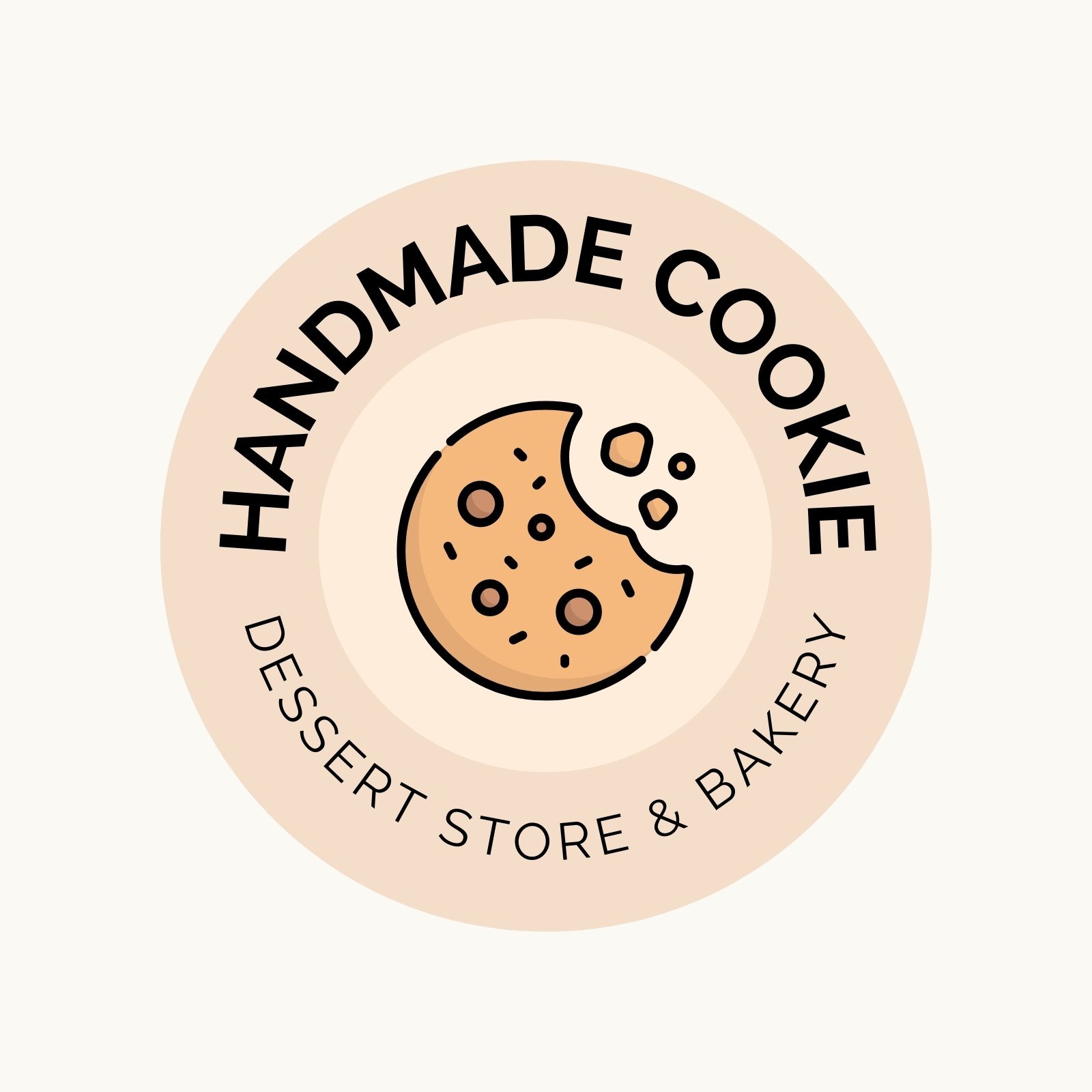 Beige Minimal and Modern Handmade Cookie Logo - Circle Sticker