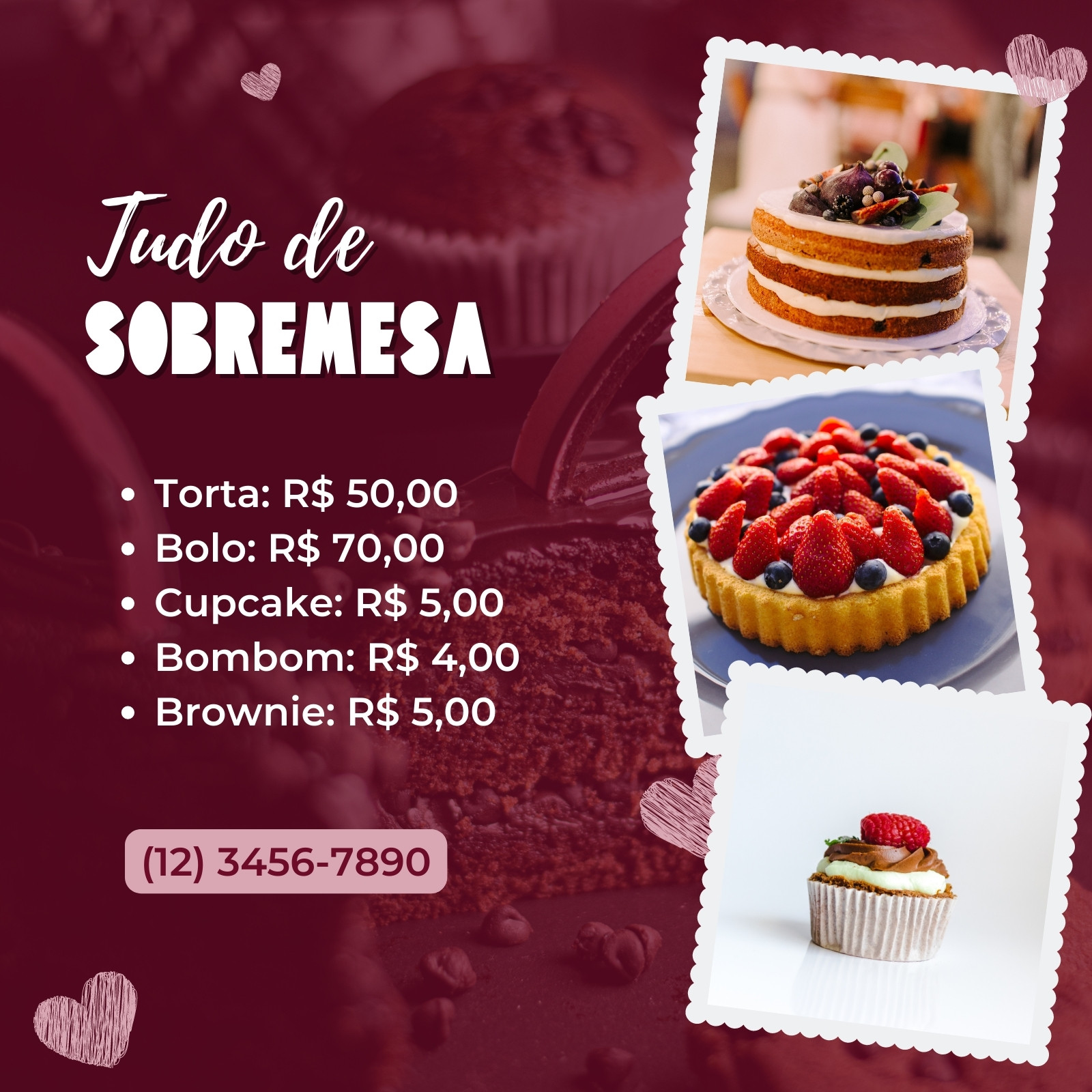 Post tudo sobre sobremesa encomenda doces vermelho e rosa
