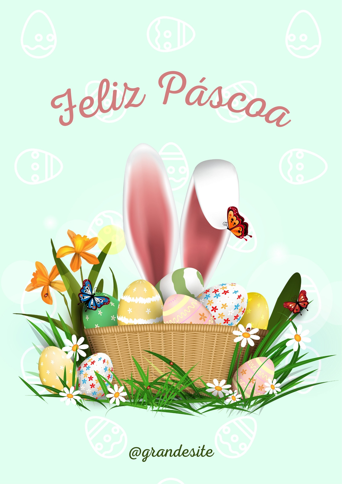 Cartaz de páscoa colorido rosa e verde