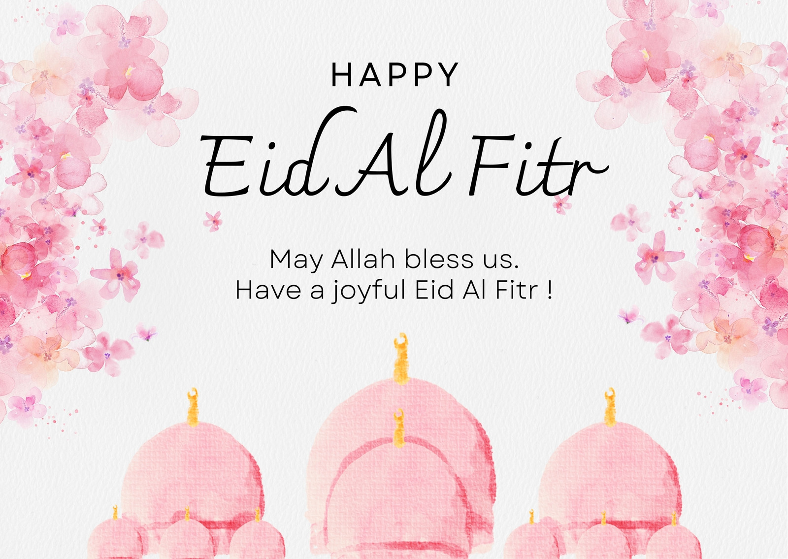 Mẫu thiệp Eid al-Fitr màu nước hồng Mẫu thiệp Eid al-Fitr màu nước hồng