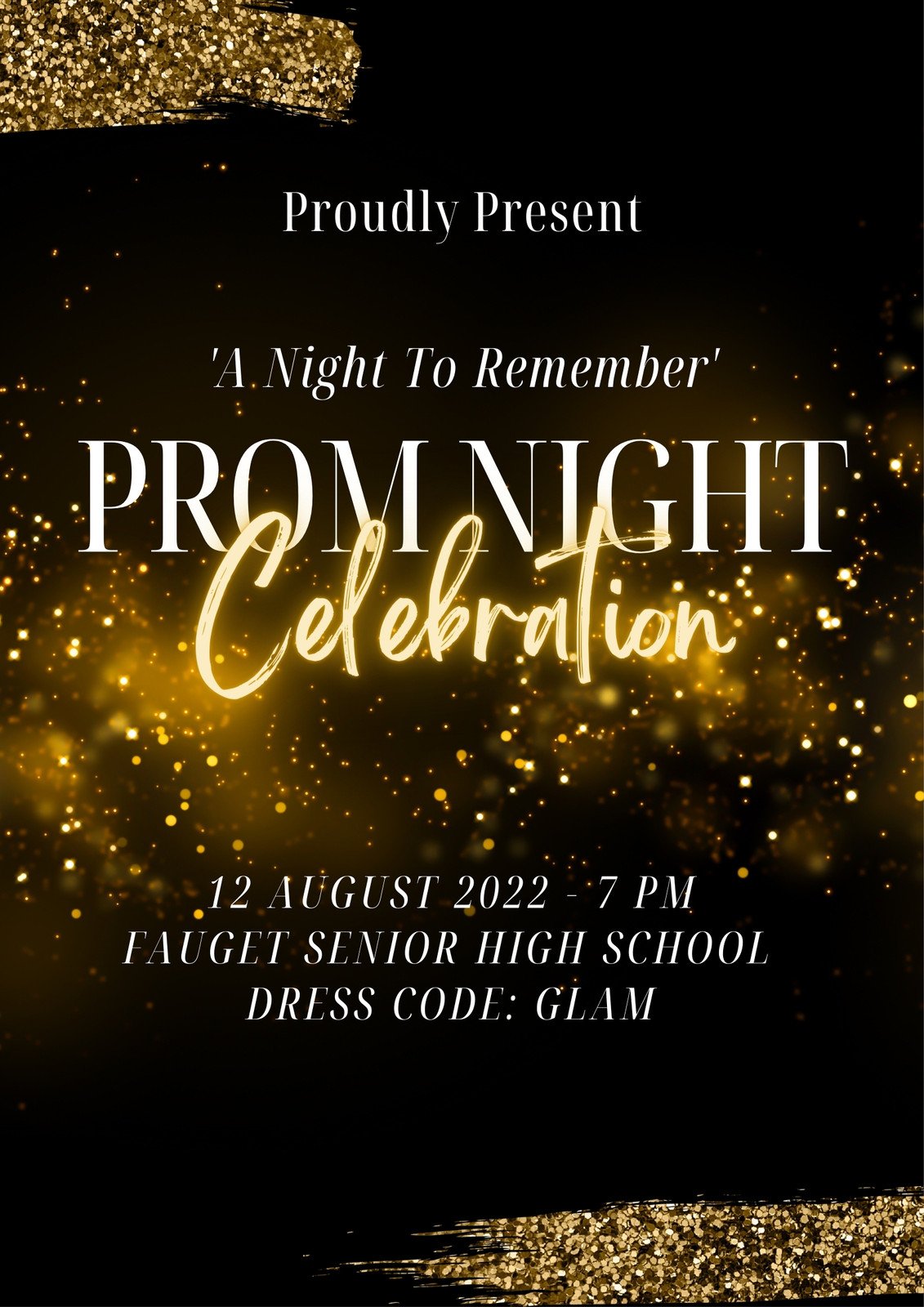 Black & Gold Photocentric Prom Night Celebration Poster