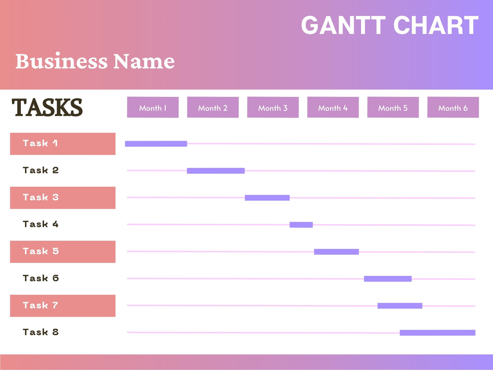 Colorful Gradient Business Gantt Chart