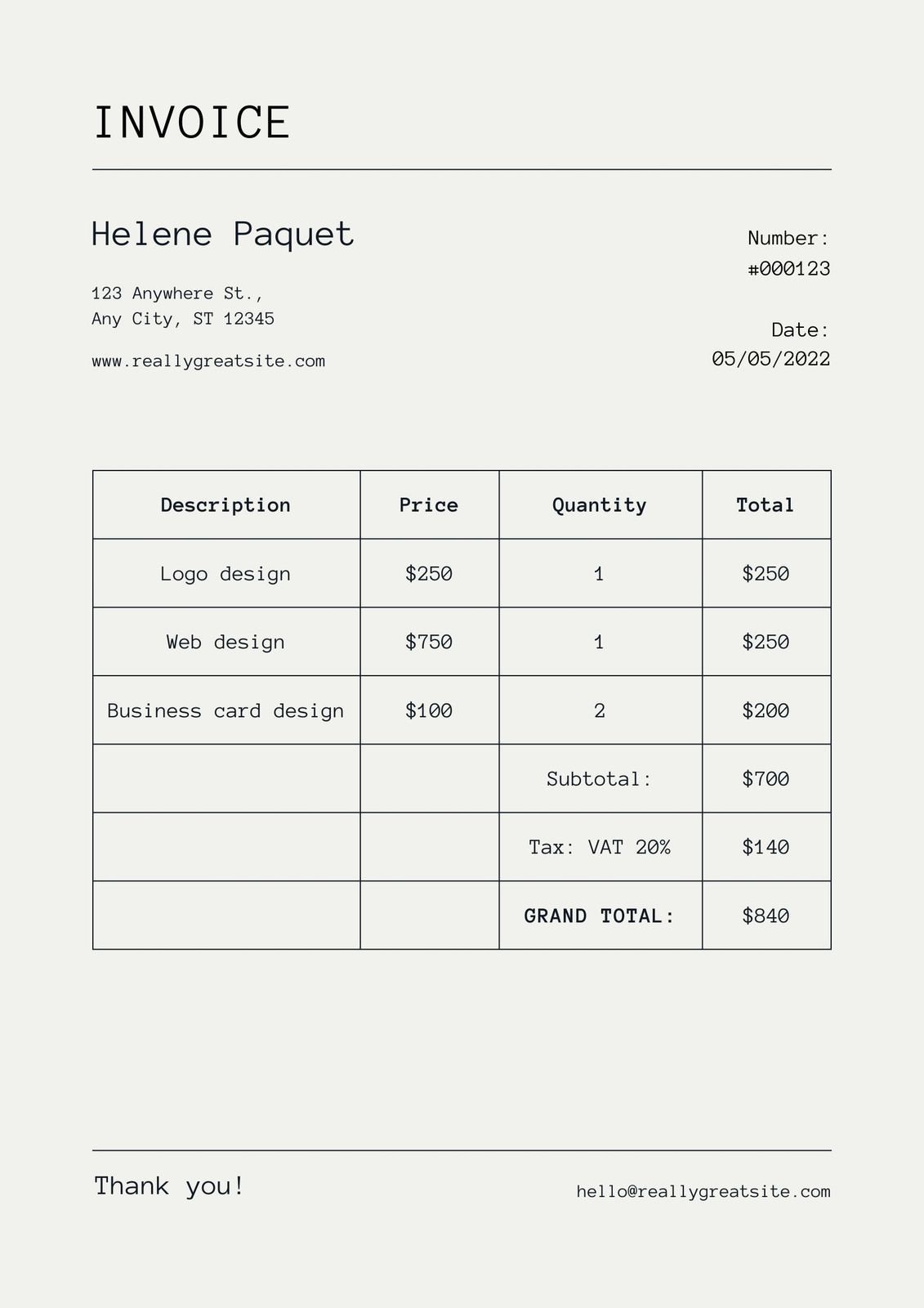 Beige Black Monochrome Simple Minimalist Freelance Invoice