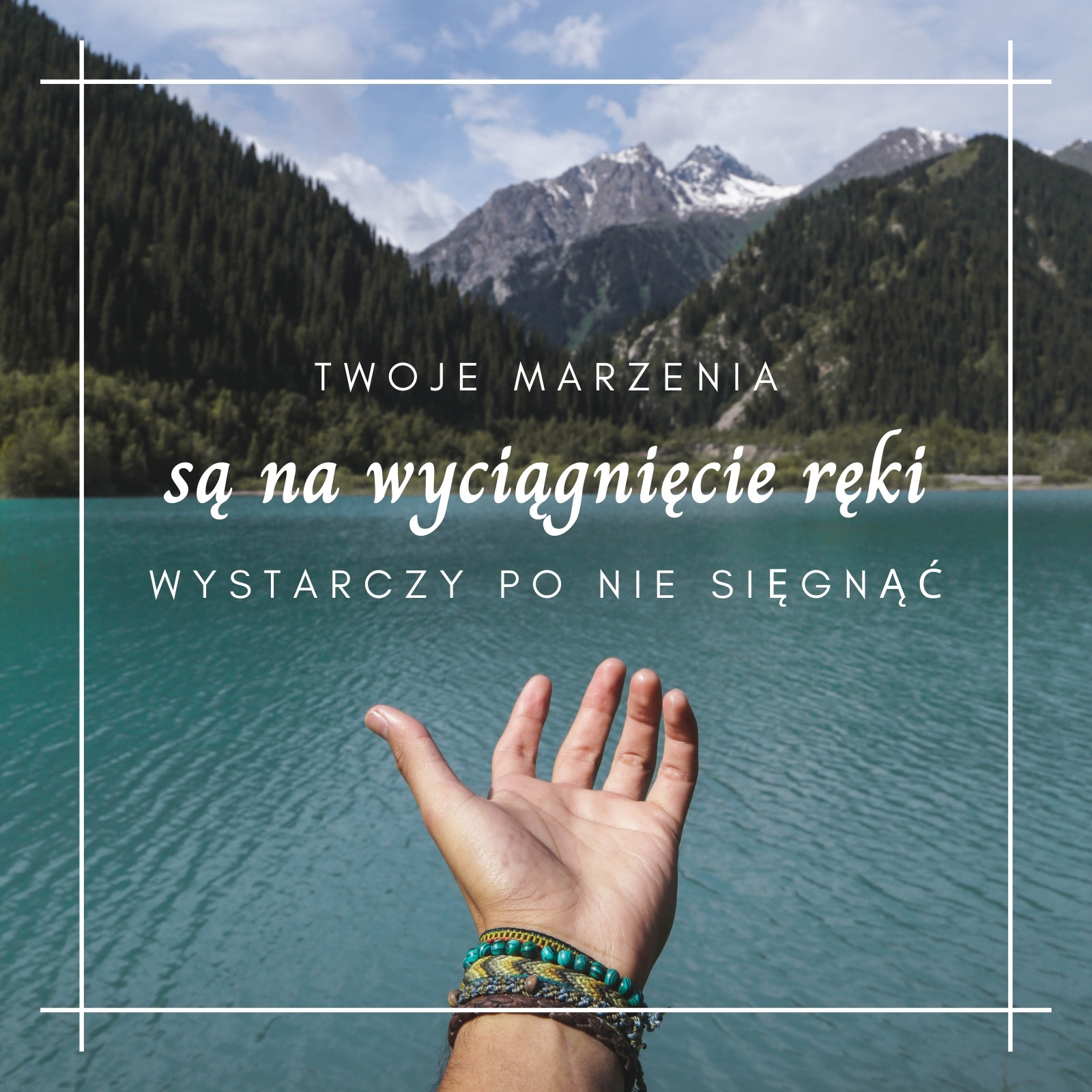 Niebieski Zielony Optymistyczny Motywacyjny Post na Instagram