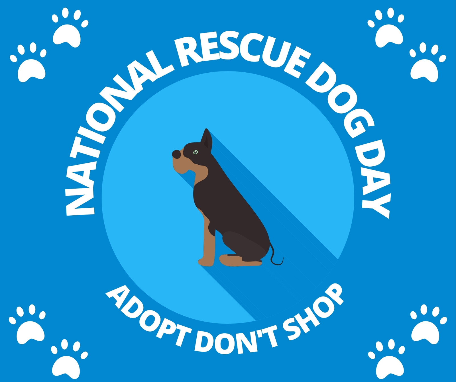 Blue and White Creative Illustration National Rescue Dog Day Event Celebration Facebook Post