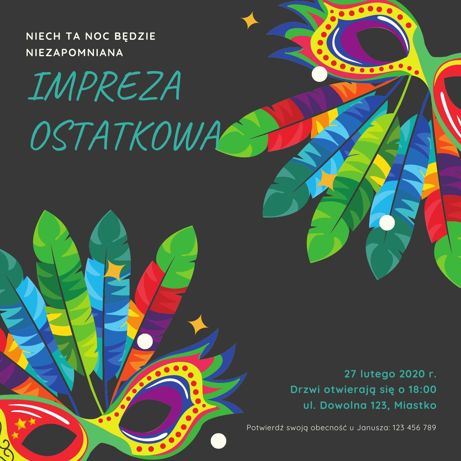 Fioletowe Żółte Niebieskie Maska Ostatki Zaproszenie Fioletowe Żółte Niebieskie Maska Ostatki Zaproszenie