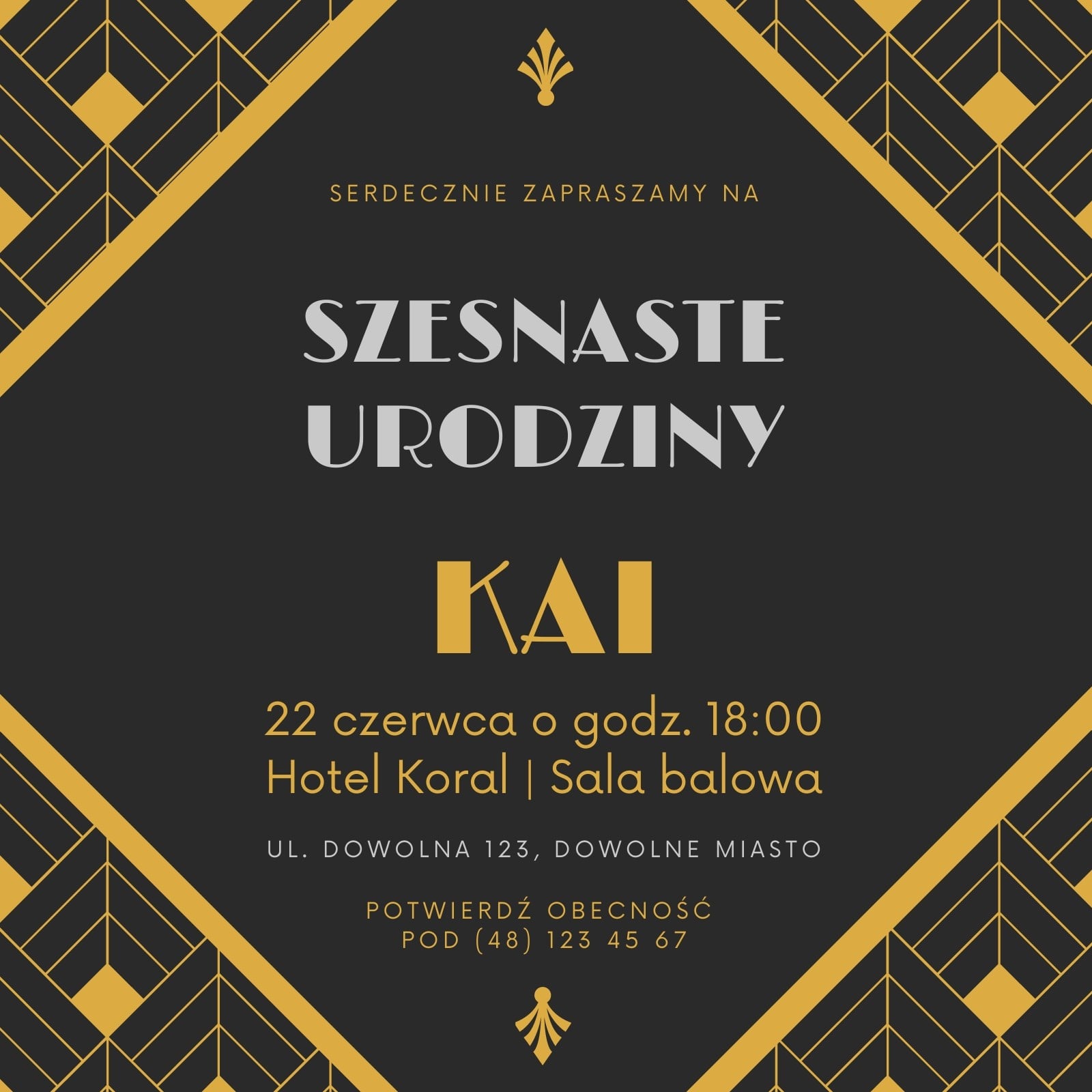 Zaproszenie na 16 urodziny Zaproszenie na 16 urodziny