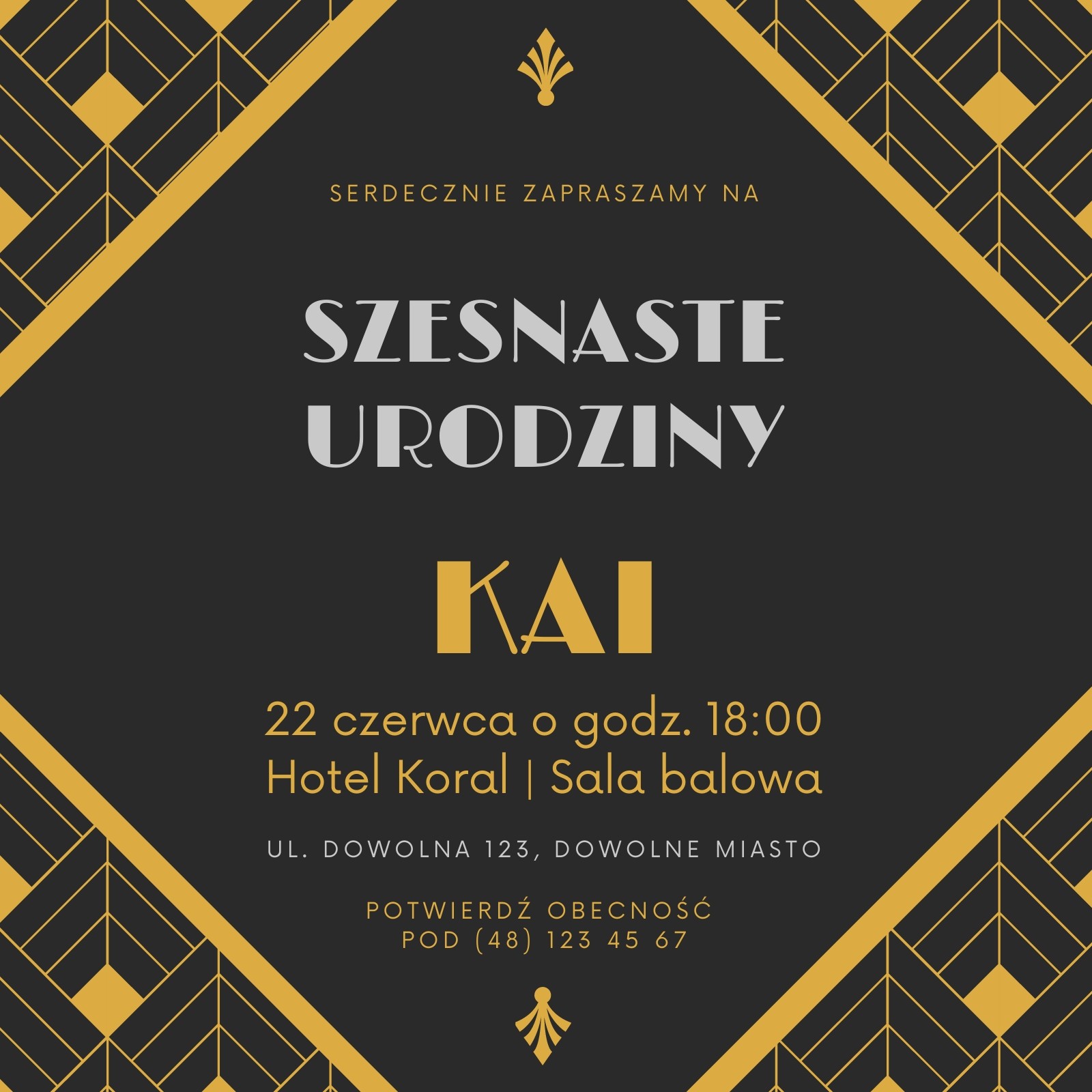 Zaproszenie na 16 urodziny Zaproszenie na 16 urodziny