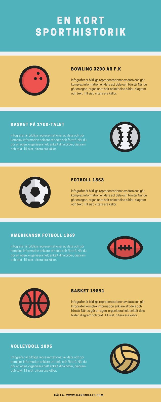 Turkos Gul Sport Tidslinje Infografik