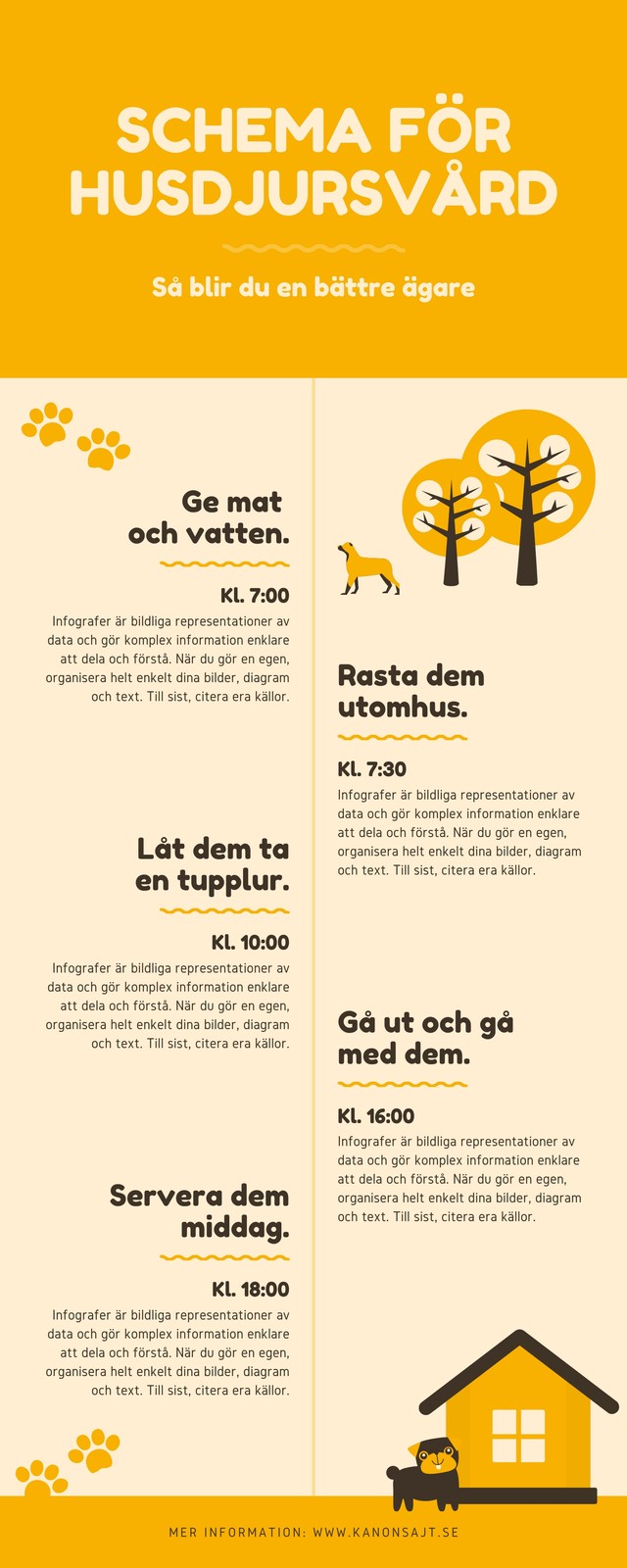 Gul Sällskapsdjur Schema Tidslinje Infografik