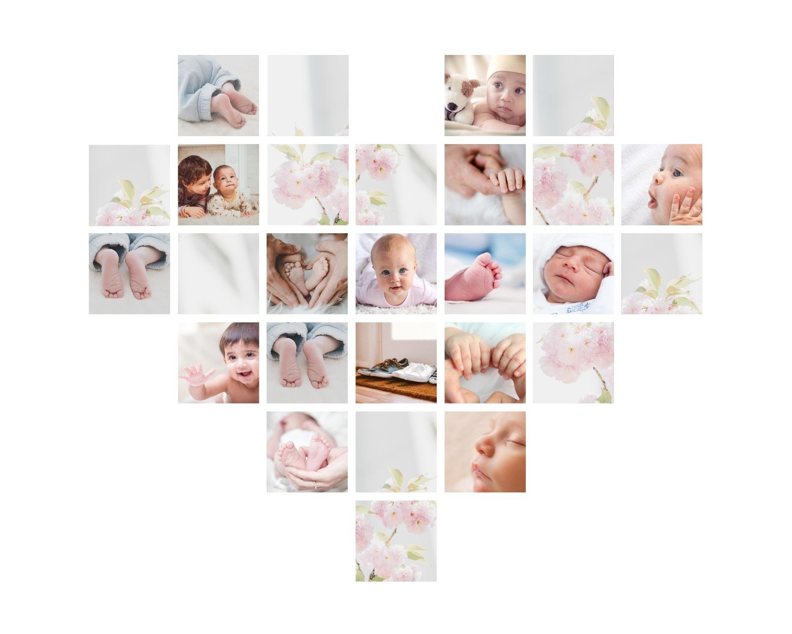 White and Pink Heart-Shaped Photo Collage