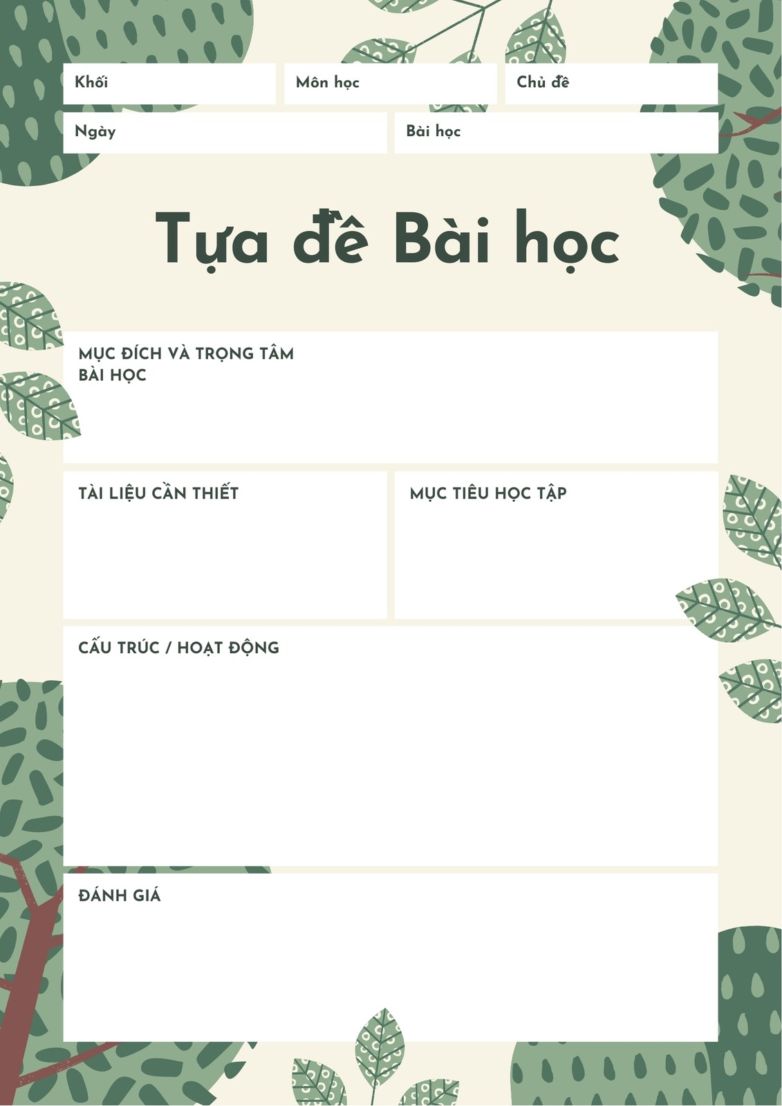 Giáo án họa tiết lá xanh Giáo án họa tiết lá xanh