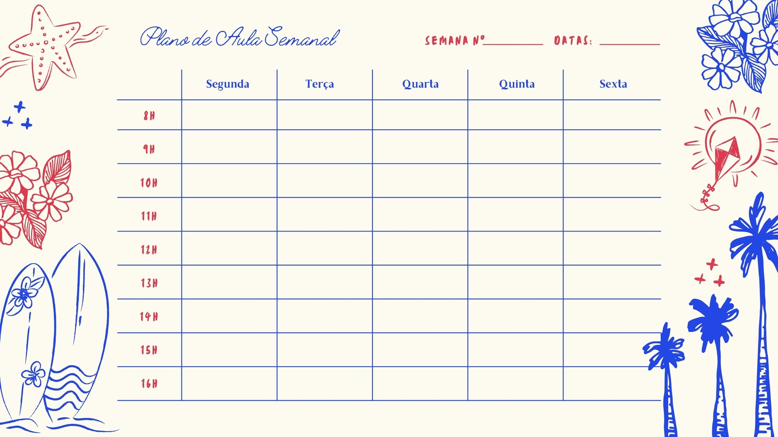 Em Branco Vermelho e Azul Vintage Náutico Plano de Aula Calendário Em Branco Vermelho e Azul Vintage Náutico Plano de Aula Calendário