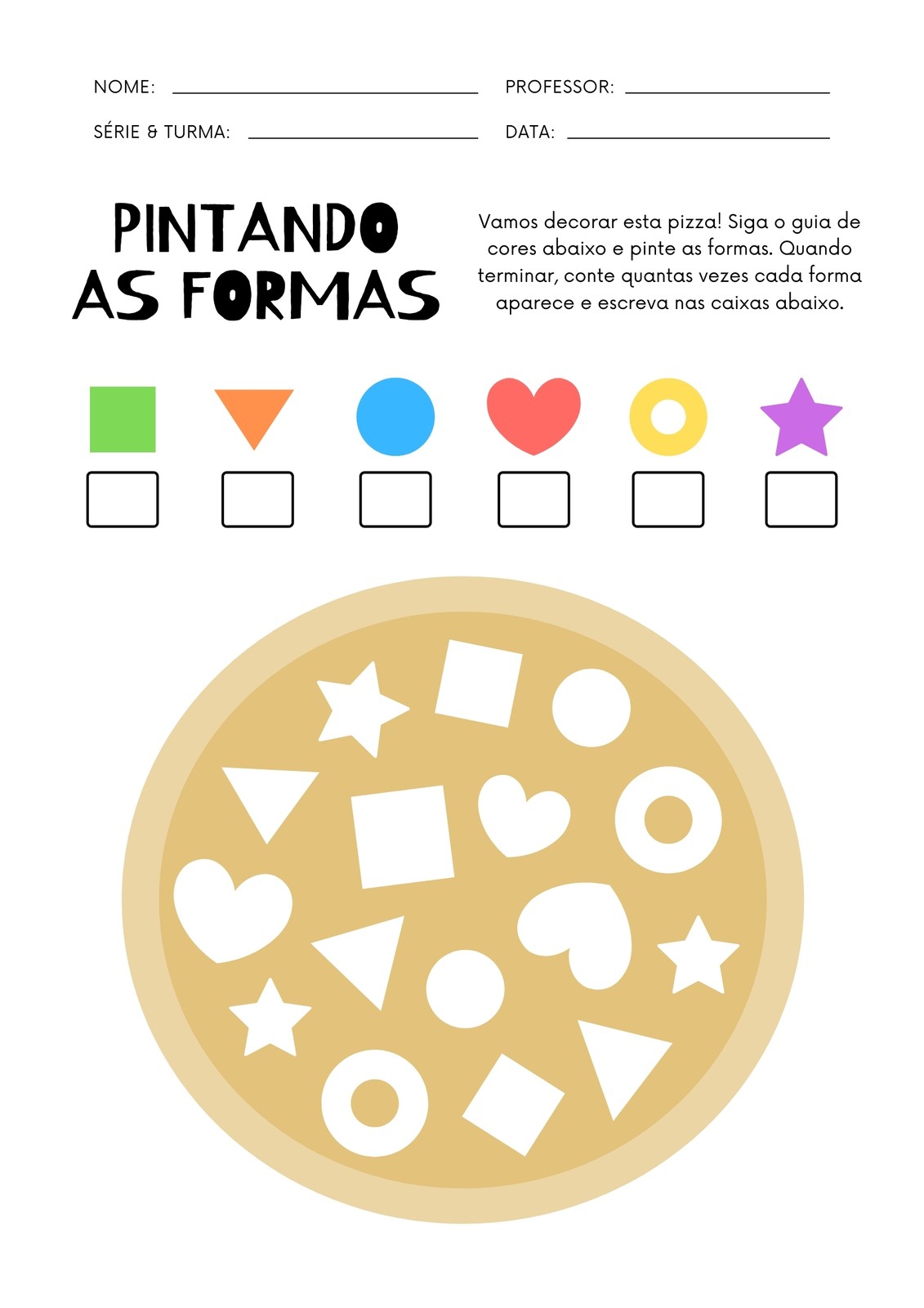 Atividade Escolar Imprimível Colorida de Seleção de Formas e Cores Atividade Escolar Imprimível Colorida de Seleção de Formas e Cores
