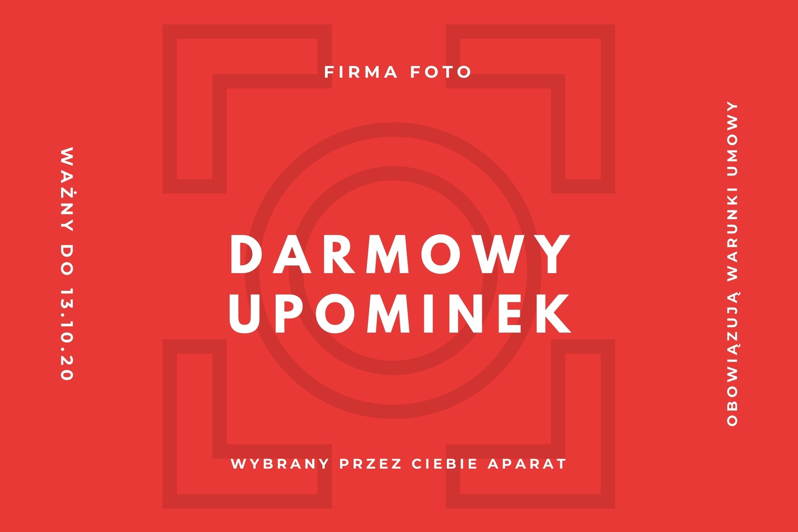 Czerwona z Ikonami Aparatu Fotografia Karta Podarunkowa