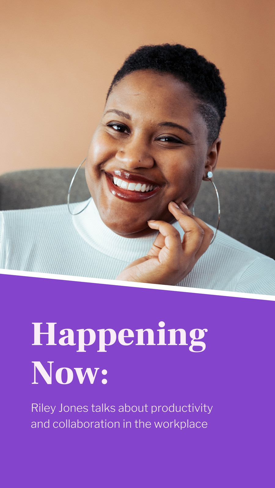 Violet Woman Blobby-framed Event Announcement Non-static LinkedIn Story