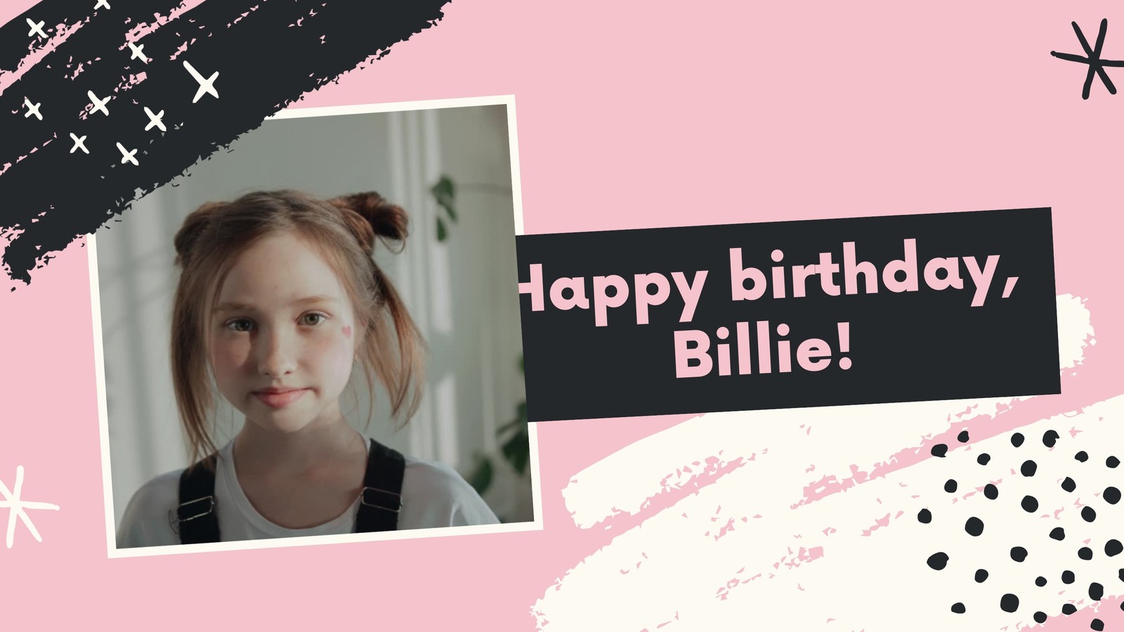 Pink and Black Girl Shapes Scribbles & Brushes Birthday Greetings Slideshow Video Pink and Black Girl Shapes Scribbles & Brushes Birthday Greetings Slideshow Video