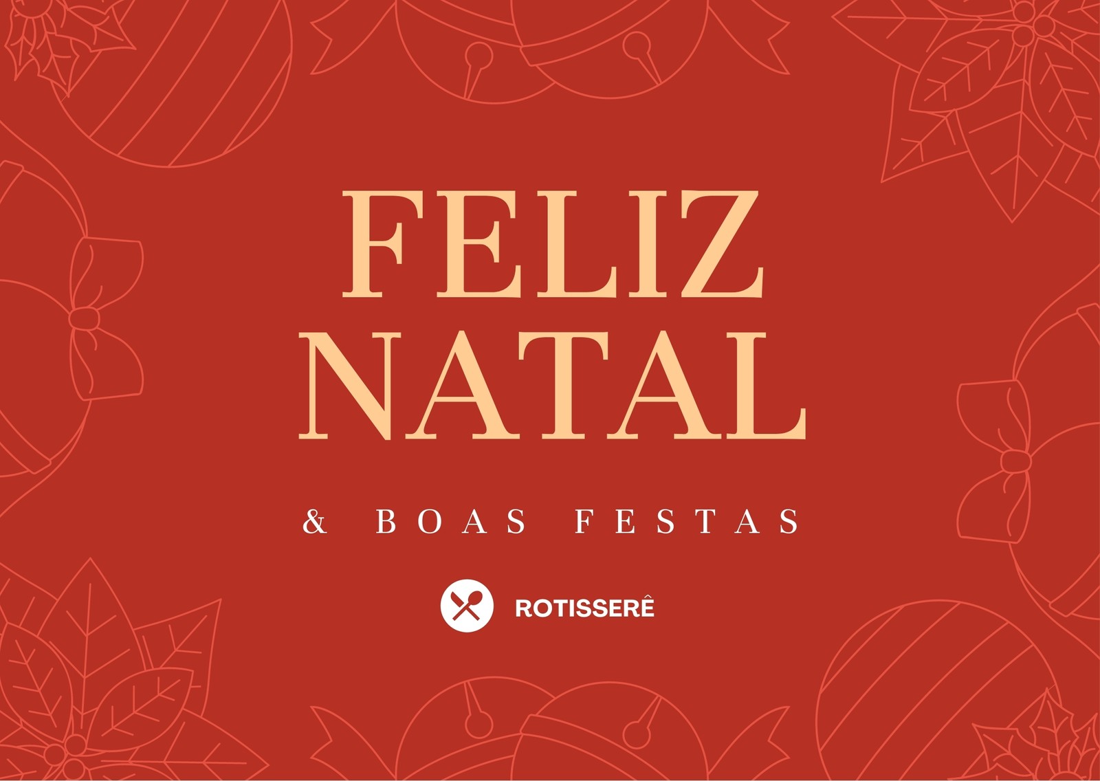 Cartão Vermelho e Dourado de Feliz Natal e Boas Festas Cartão Vermelho e Dourado de Feliz Natal e Boas Festas