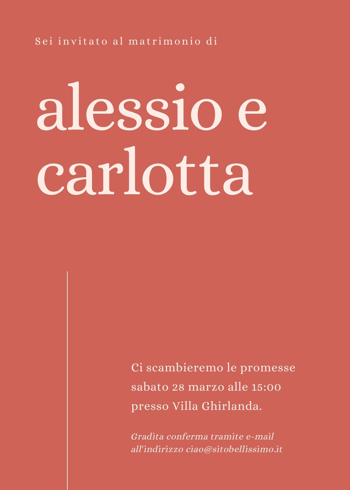 Marrone Castagna e Rosa Elegante Minimal Colore Matrimonio Invito
