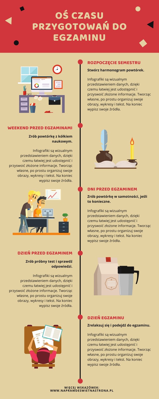Czerwony Ilustrowany Oś Czasu Infografika Czerwony Ilustrowany Oś Czasu Infografika