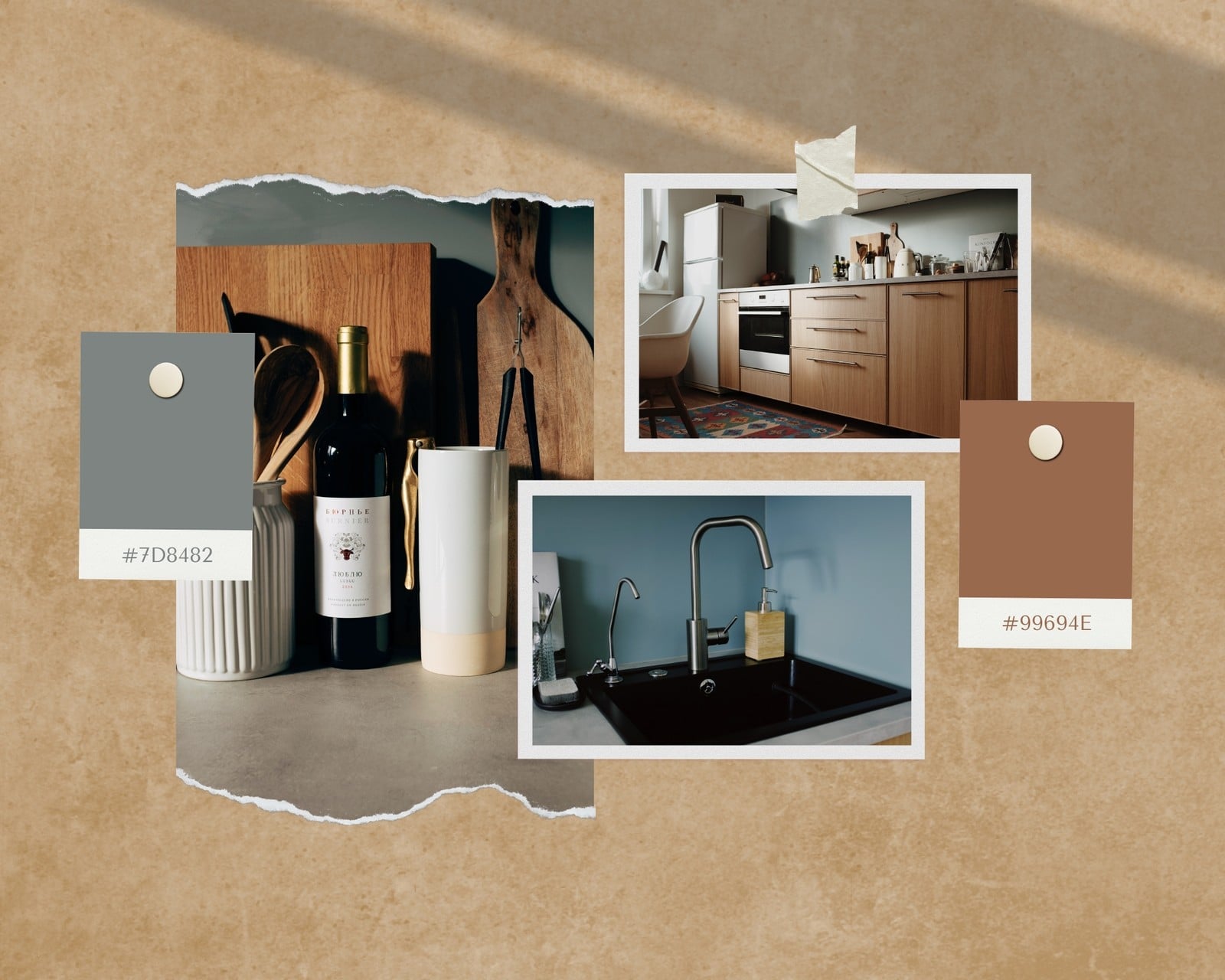 Grey and Brown Realistic Interior Design Moodboard Photo Collage Grey and Brown Realistic Interior Design Moodboard Photo Collage