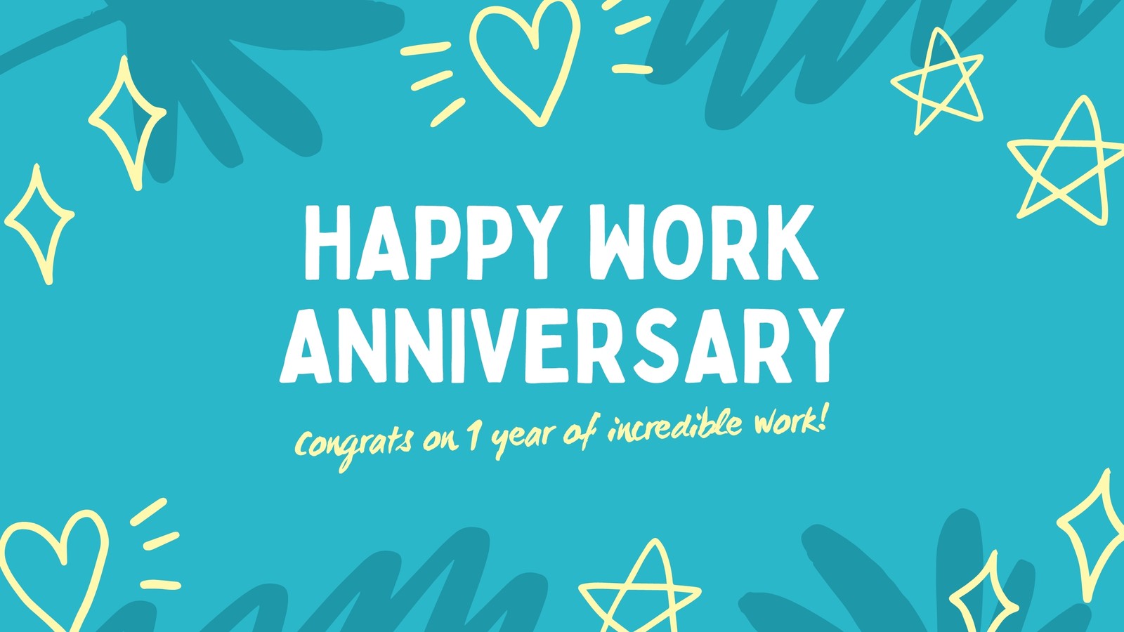 Turquoise and Yellow Doodles Work Anniversary Share The Love Congratulations Video Message Turquoise and Yellow Doodles Work Anniversary Share The Love Congratulations Video Message