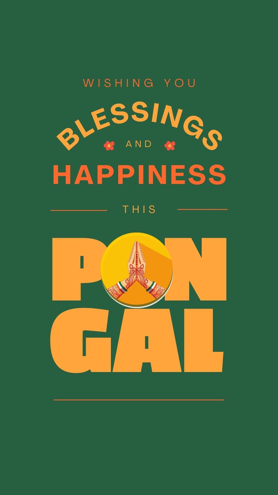 Green and Orange Maximalist Pongal Festival Greeting Tik Tok