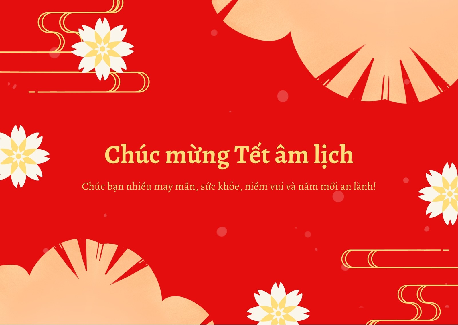 Thiệp chúc Tết âm lịch hoa vàng nền đỏ Thiệp chúc Tết âm lịch hoa vàng nền đỏ