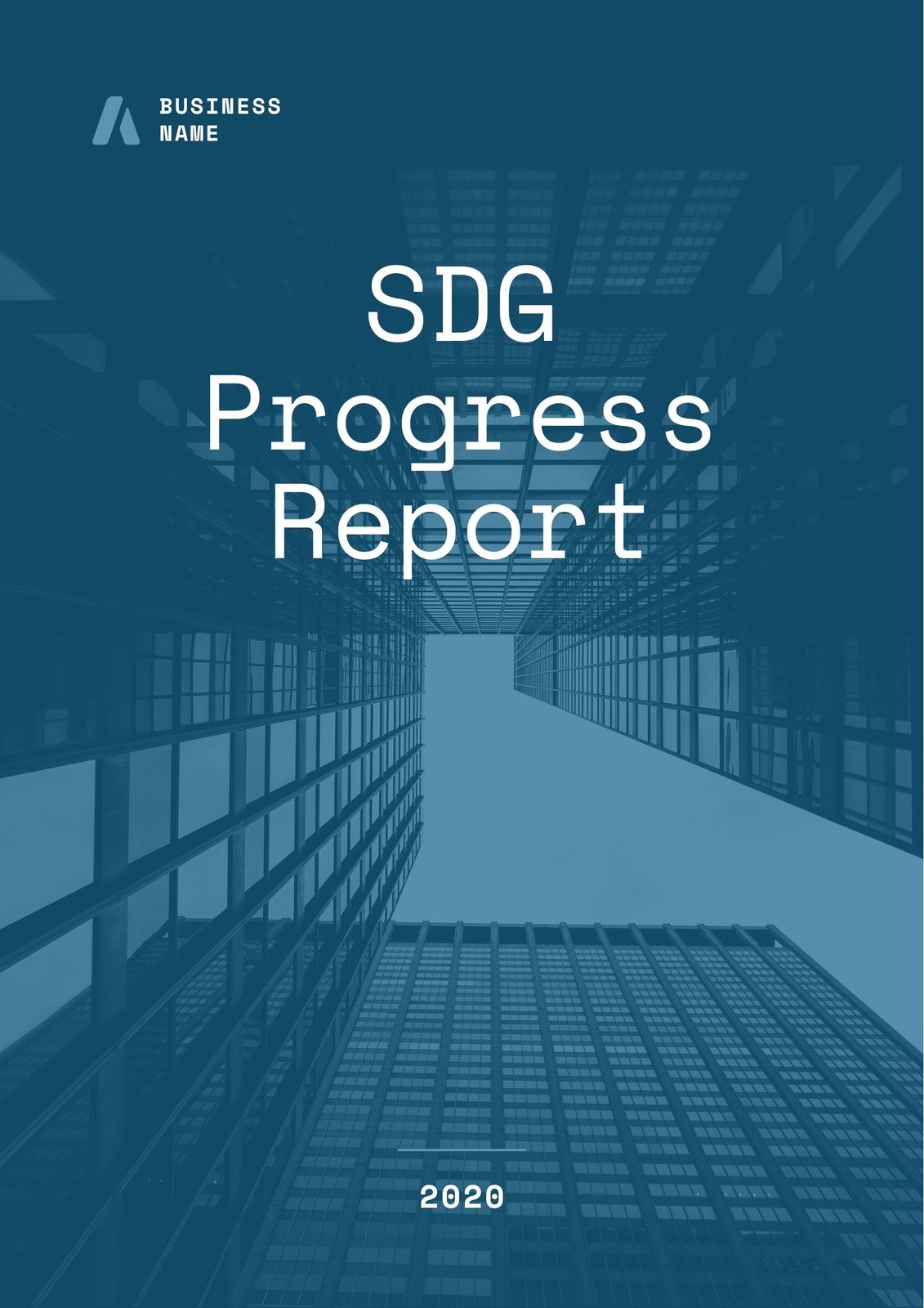 Blue and White Minimalist Monotone Business SDG Progress Report