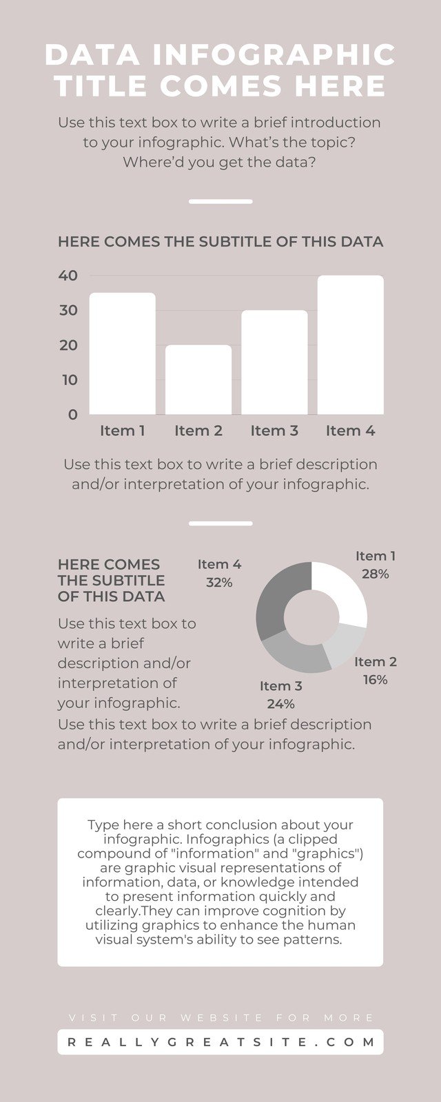 Data Infographic with Bar and Donut Charts