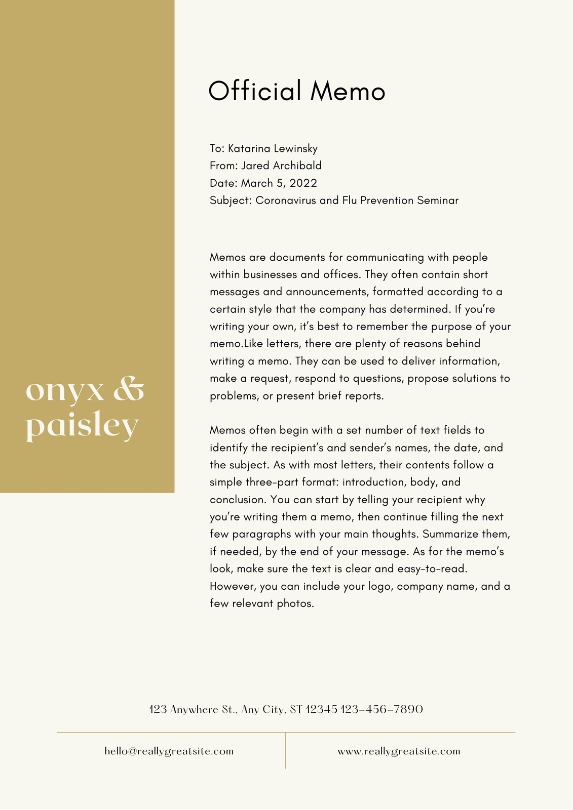 Gold and Beige Minimalist Online Fashion Brand Memo Gold and Beige Minimalist Online Fashion Brand Memo